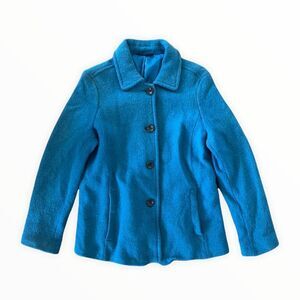 Lands End teal blue winter pea coat medium 4 6